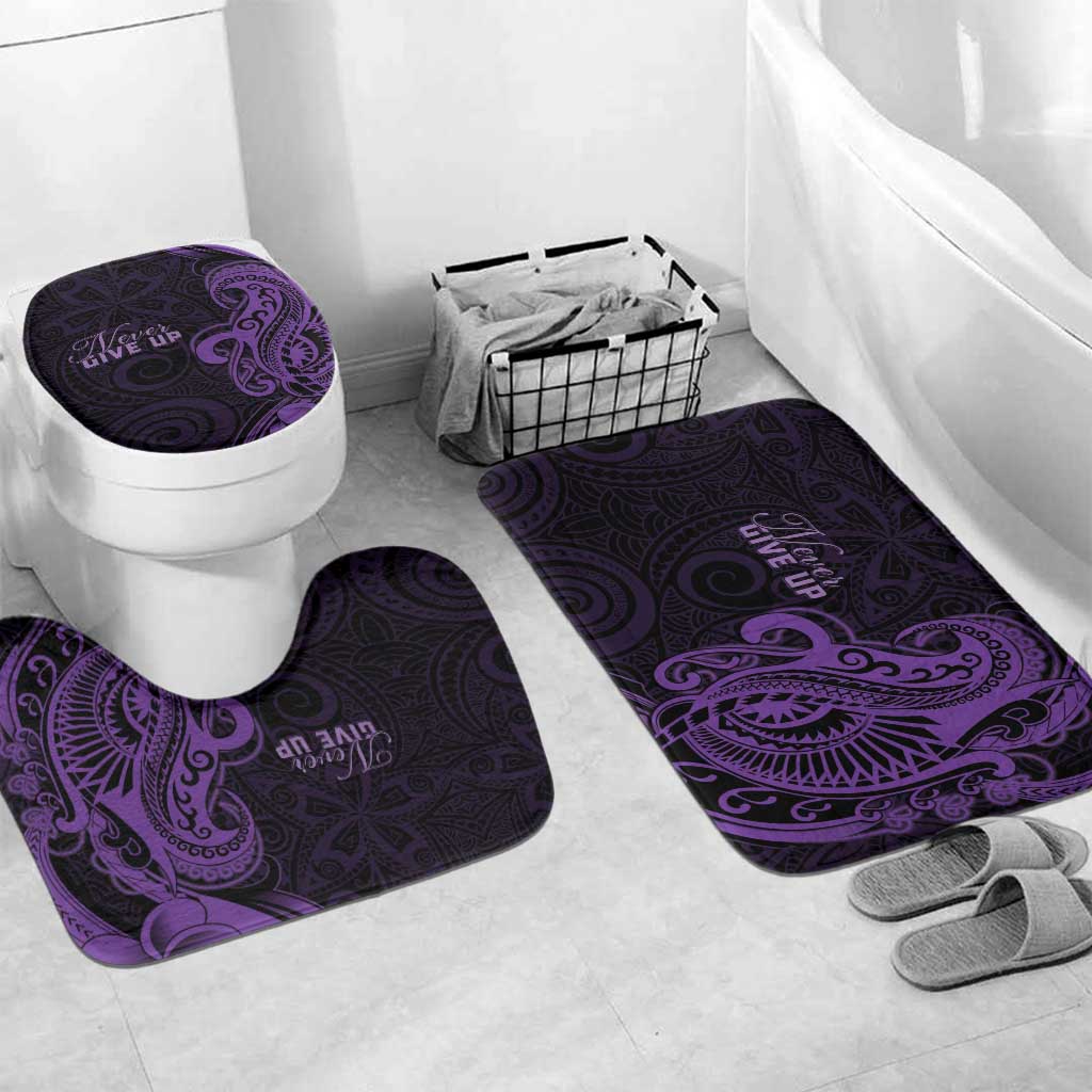 Lupus Warrior Bathroom Set Never Give Up Polynesian Style LT05 Mat Set Only (3 pcs) One Size Purple - Polynesian Pride