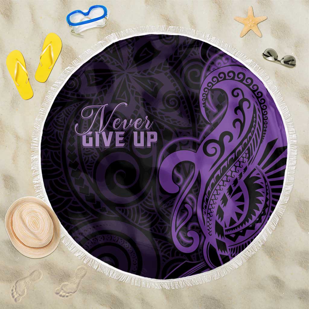 Lupus Warrior Beach Blanket Never Give Up Polynesian Style LT05 One Size 150cm Purple - Polynesian Pride