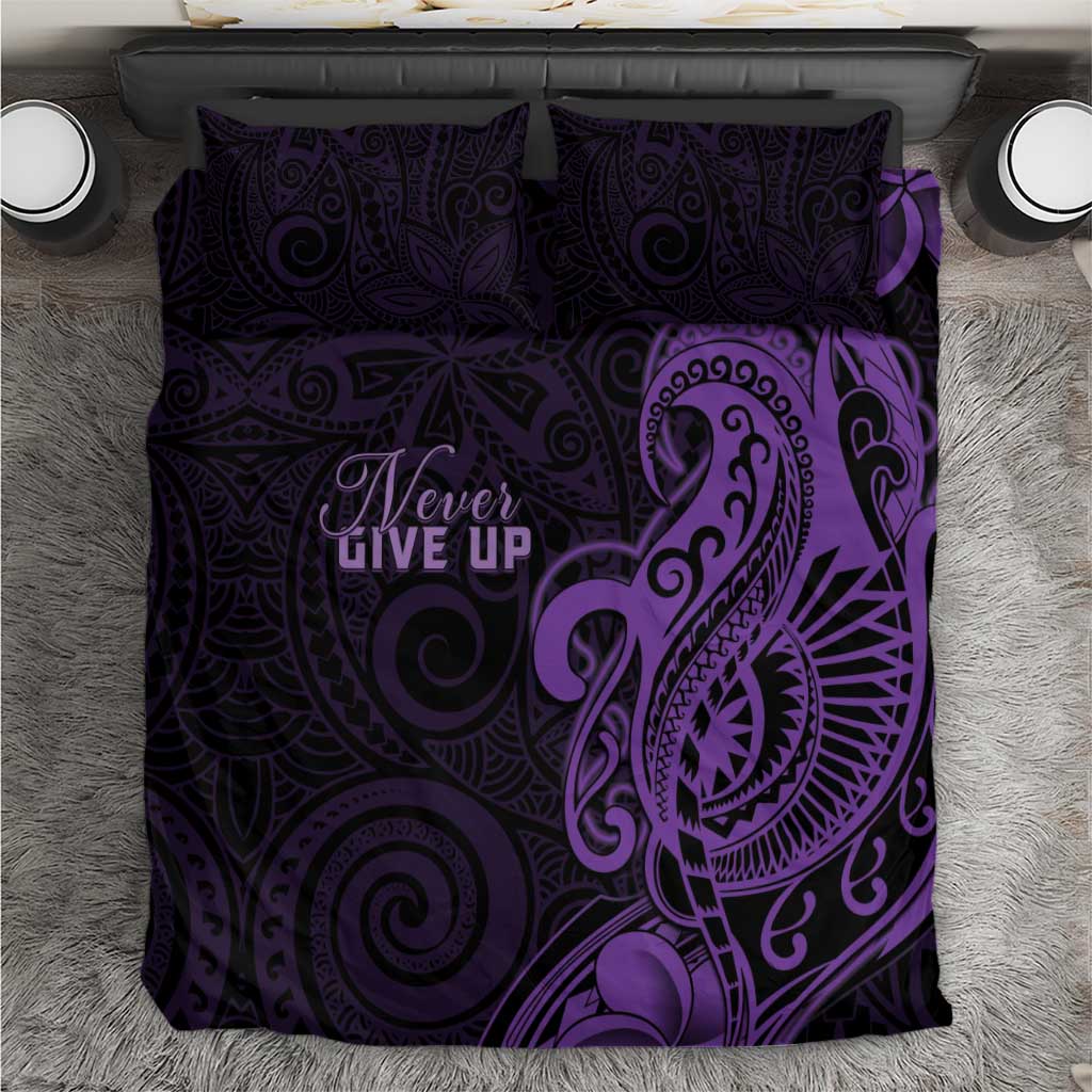 Lupus Warrior Bedding Set Never Give Up Polynesian Style LT05 Purple - Polynesian Pride