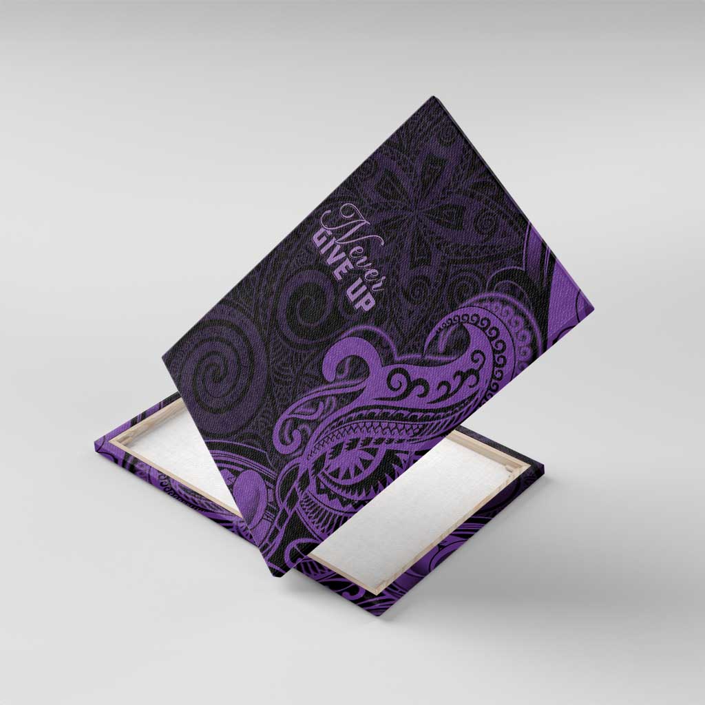 Lupus Warrior Canvas Wall Art Never Give Up Polynesian Style LT05 With Frame Purple - Polynesian Pride