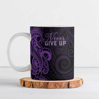 Personalised Lupus Warrior Ceramic Mug Never Give Up Polynesian Style LT05 Purple - Polynesian Pride