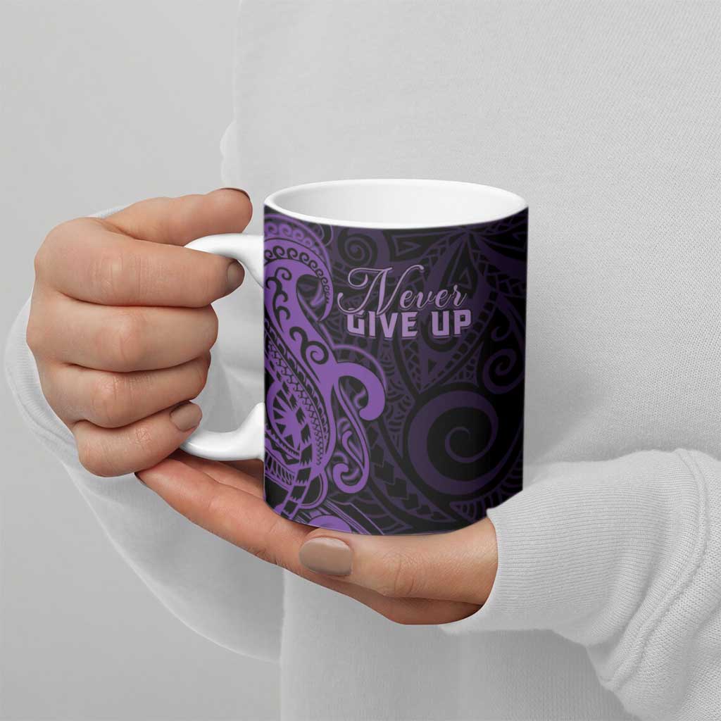 Personalised Lupus Warrior Ceramic Mug Never Give Up Polynesian Style LT05 - Polynesian Pride