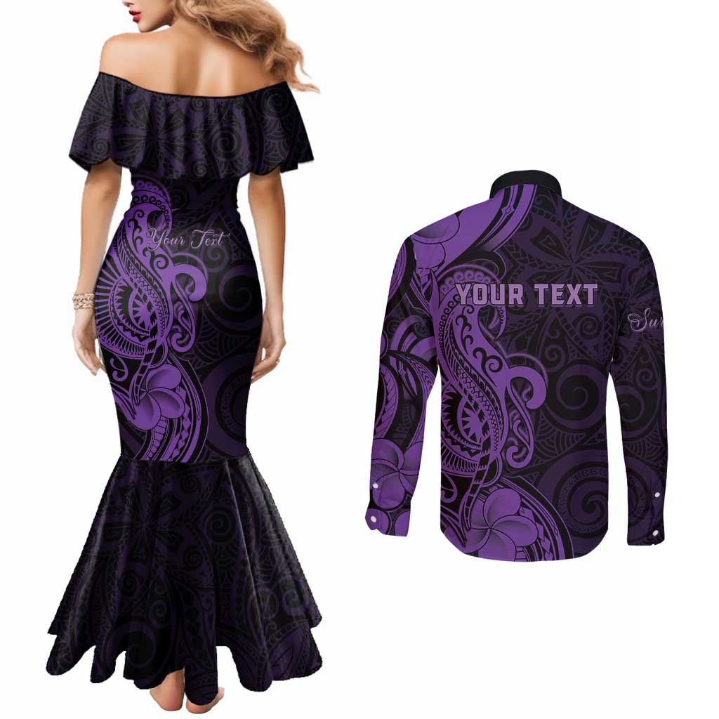 Personalised Lupus Warrior Couples Matching Mermaid Dress and Long Sleeve Button Shirt Never Give Up Polynesian Style LT05 - Polynesian Pride