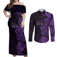Personalised Lupus Warrior Couples Matching Off Shoulder Maxi Dress and Long Sleeve Button Shirt Never Give Up Polynesian Style