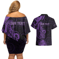 Personalised Lupus Warrior Couples Matching Off Shoulder Short Dress and Hawaiian Shirt Never Give Up Polynesian Style LT05 - Polynesian Pride