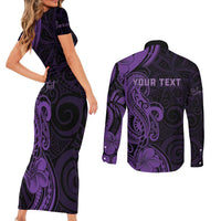 Personalised Lupus Warrior Couples Matching Short Sleeve Bodycon Dress and Long Sleeve Button Shirt Never Give Up Polynesian Style LT05 - Polynesian Pride