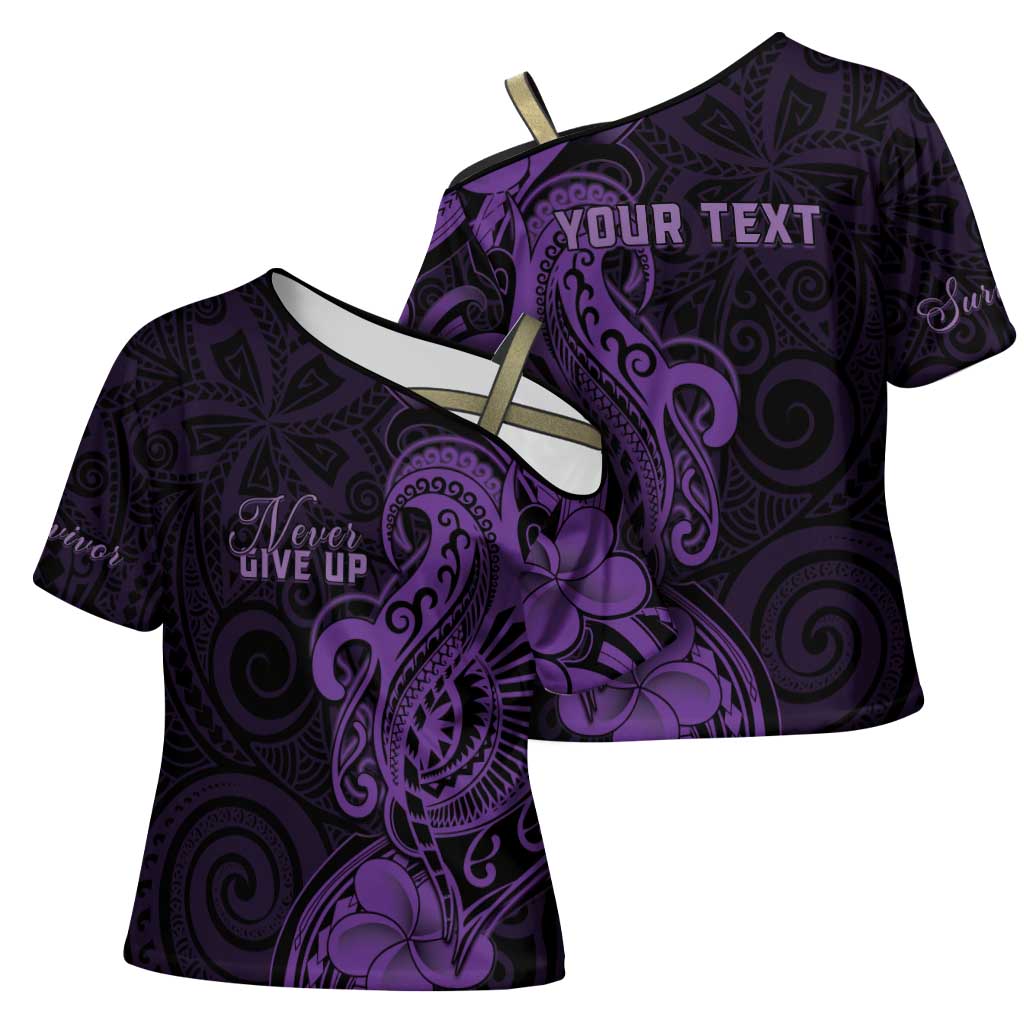 Personalised Lupus Warrior Cross Shoulder Shirt Never Give Up Polynesian Style LT05 - Polynesian Pride
