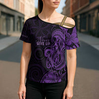 Personalised Lupus Warrior Cross Shoulder Shirt Never Give Up Polynesian Style LT05 - Polynesian Pride