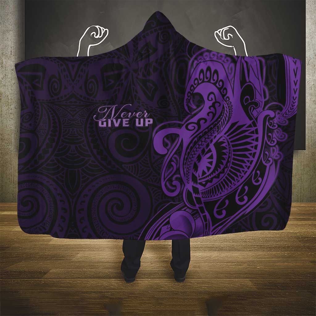 Lupus Warrior Hooded Blanket Never Give Up Polynesian Style LT05 - Polynesian Pride