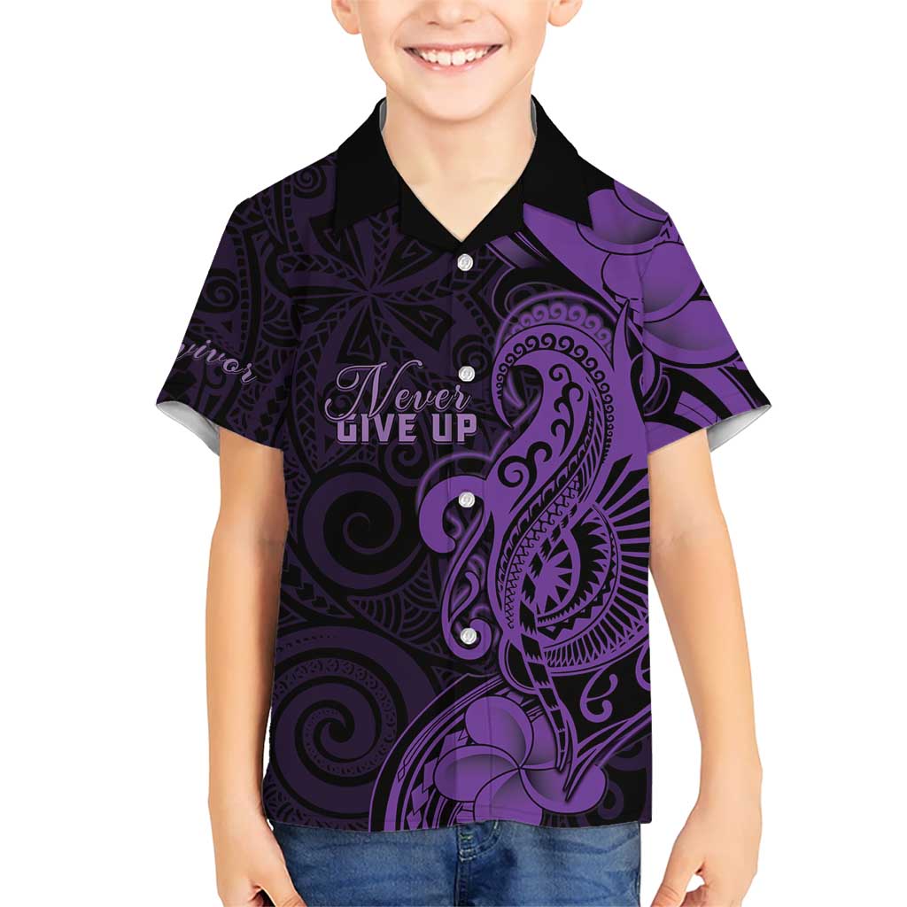 Personalised Lupus Warrior Kid Hawaiian Shirt Never Give Up Polynesian Style LT05 Kid Purple - Polynesian Pride