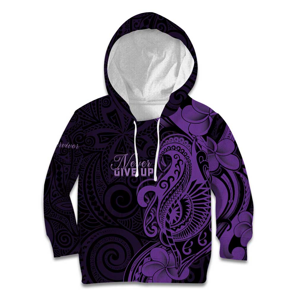 Personalised Lupus Warrior Kid Hoodie Never Give Up Polynesian Style LT05 Hoodie Purple - Polynesian Pride