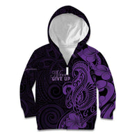 Personalised Lupus Warrior Kid Hoodie Never Give Up Polynesian Style LT05 Zip Hoodie Purple - Polynesian Pride