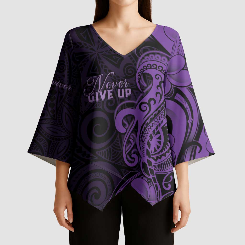 Personalised Lupus Warrior Kimono Sleeve Blouse Never Give Up Polynesian Style LT05 - Polynesian Pride
