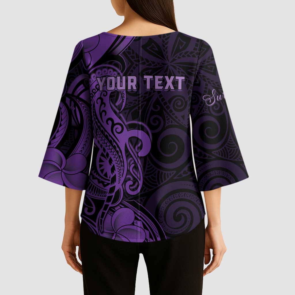 Personalised Lupus Warrior Kimono Sleeve Blouse Never Give Up Polynesian Style LT05 - Polynesian Pride