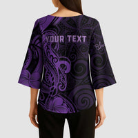 Personalised Lupus Warrior Kimono Sleeve Blouse Never Give Up Polynesian Style LT05 - Polynesian Pride