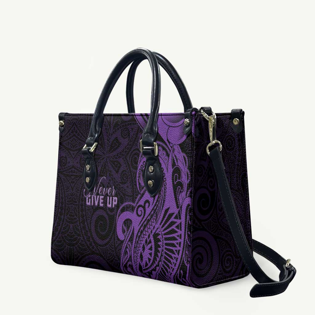 Lupus Warrior Leather Bag Never Give Up Polynesian Style LT05 Purple - Polynesian Pride
