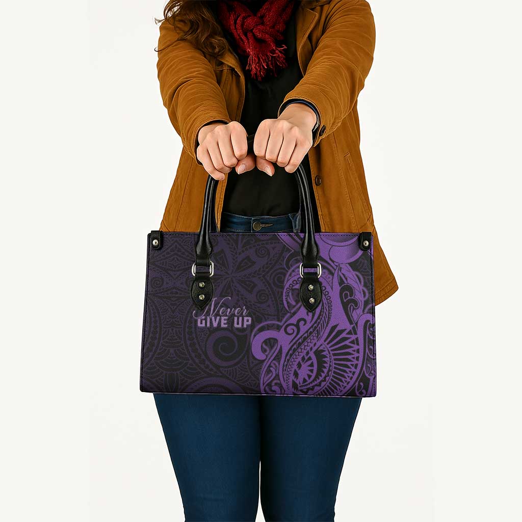 Lupus Warrior Leather Bag Never Give Up Polynesian Style LT05 - Polynesian Pride