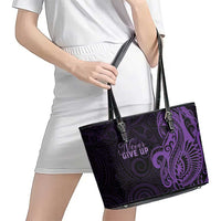 Lupus Warrior Leather Tote Bag Never Give Up Polynesian Style LT05 - Polynesian Pride