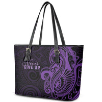Lupus Warrior Leather Tote Bag Never Give Up Polynesian Style LT05 - Polynesian Pride