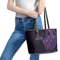 Lupus Warrior Leather Tote Bag Never Give Up Polynesian Style LT05 - Polynesian Pride