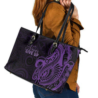 Lupus Warrior Leather Tote Bag Never Give Up Polynesian Style LT05 - Polynesian Pride