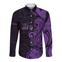 Personalised Lupus Warrior Long Sleeve Button Shirt Never Give Up Polynesian Style LT05 Unisex Purple - Polynesian Pride