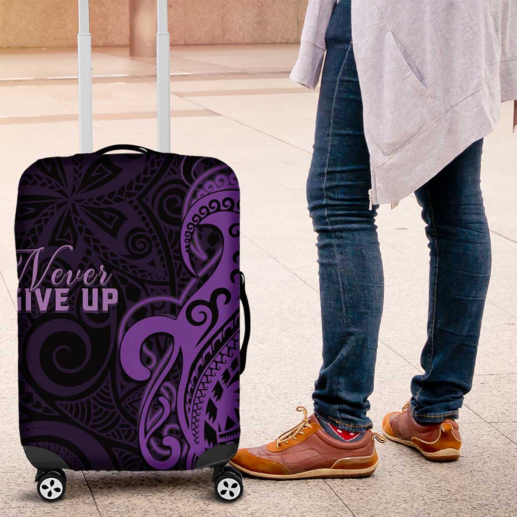 Lupus Warrior Luggage Cover Never Give Up Polynesian Style LT05 Purple - Polynesian Pride