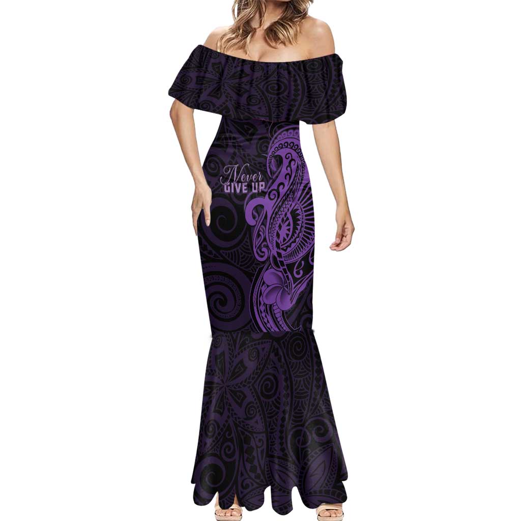 Personalised Lupus Warrior Mermaid Dress Never Give Up Polynesian Style LT05 - Polynesian Pride