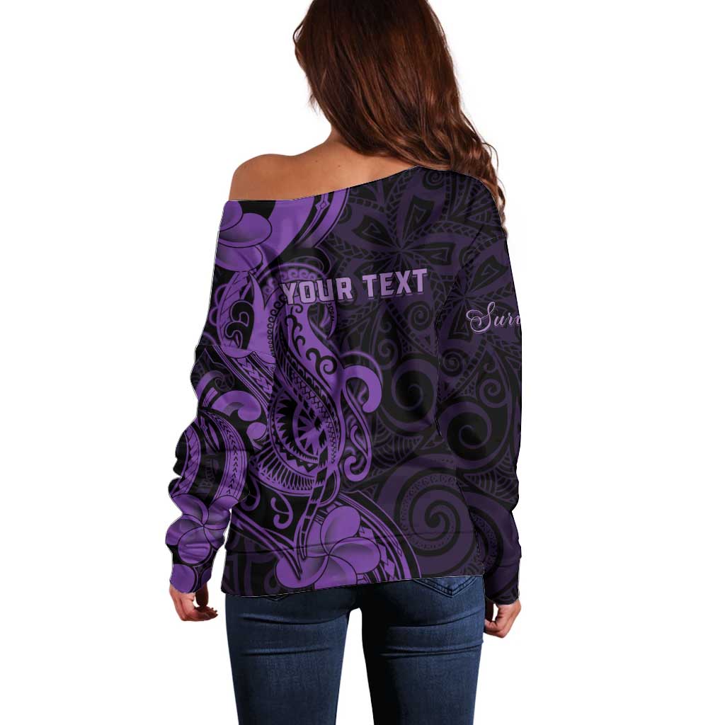 Personalised Lupus Warrior Off Shoulder Sweater Never Give Up Polynesian Style LT05 - Polynesian Pride