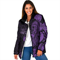 Personalised Lupus Warrior Padded Jacket Never Give Up Polynesian Style LT05 Women Purple - Polynesian Pride
