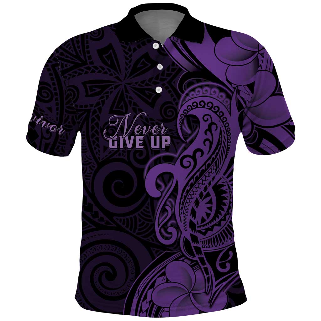 Personalised Lupus Warrior Polo Shirt Never Give Up Polynesian Style LT05 Purple - Polynesian Pride
