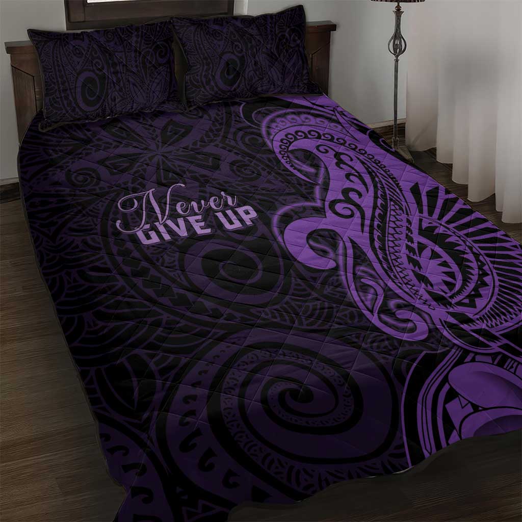 Lupus Warrior Quilt Bed Set Never Give Up Polynesian Style LT05 Purple - Polynesian Pride