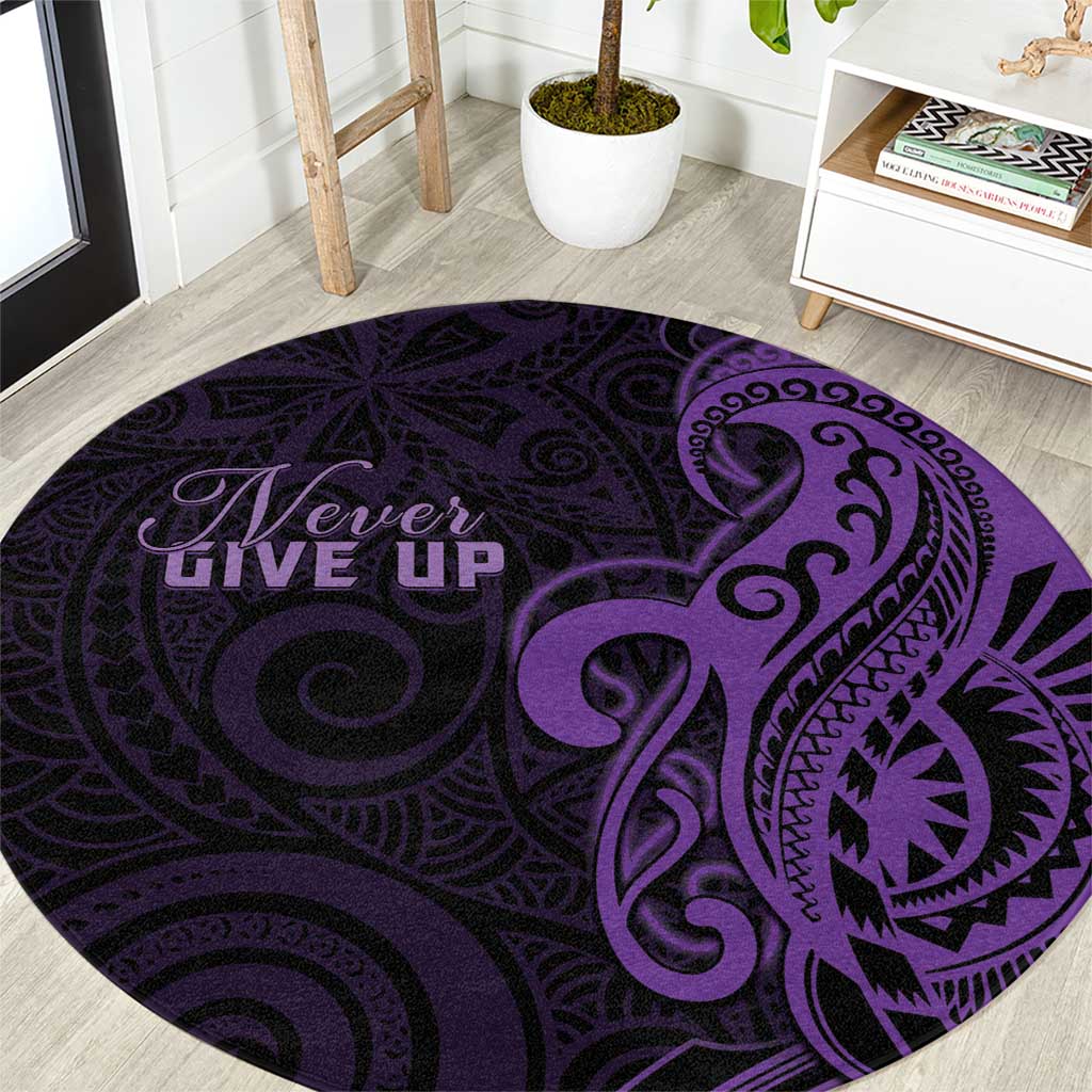 Lupus Warrior Round Carpet Never Give Up Polynesian Style LT05 Purple - Polynesian Pride