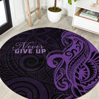 Lupus Warrior Round Carpet Never Give Up Polynesian Style LT05 Purple - Polynesian Pride