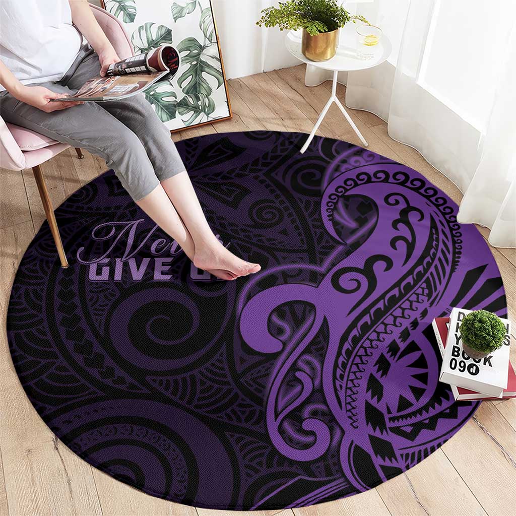 Lupus Warrior Round Carpet Never Give Up Polynesian Style LT05 - Polynesian Pride