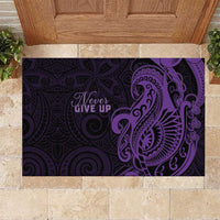 Lupus Warrior Rubber Doormat Never Give Up Polynesian Style LT05 Purple - Polynesian Pride