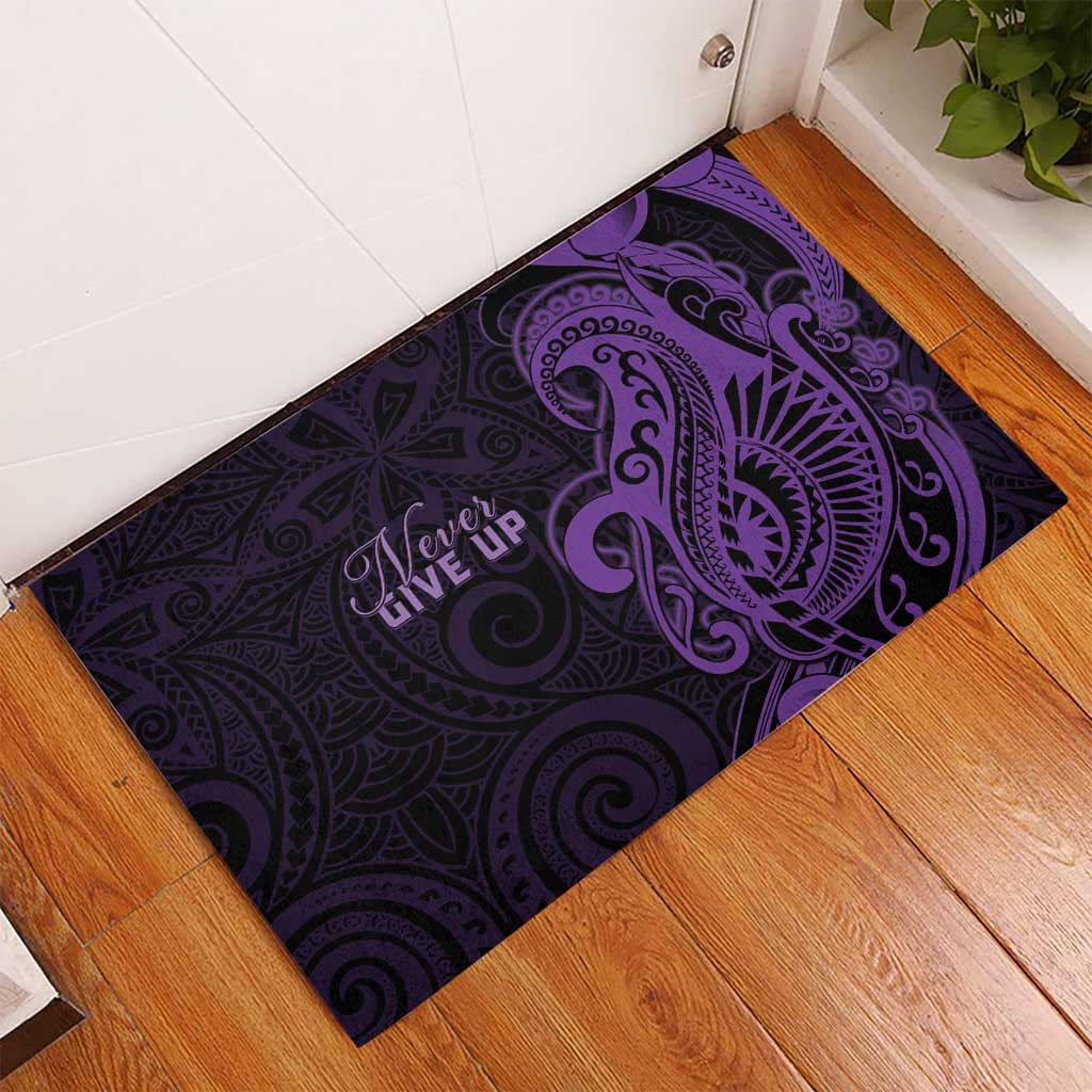 Lupus Warrior Rubber Doormat Never Give Up Polynesian Style LT05 - Polynesian Pride