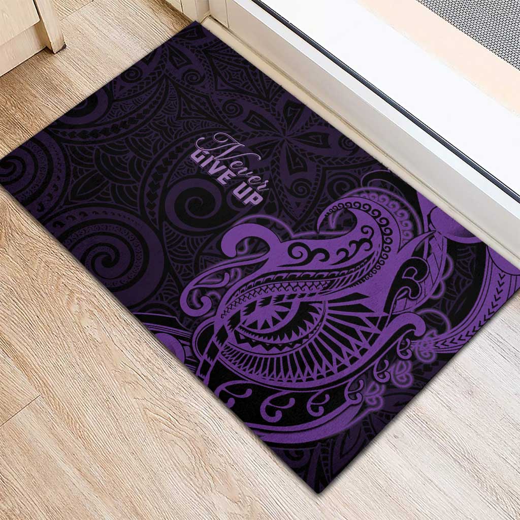 Lupus Warrior Rubber Doormat Never Give Up Polynesian Style LT05 - Polynesian Pride