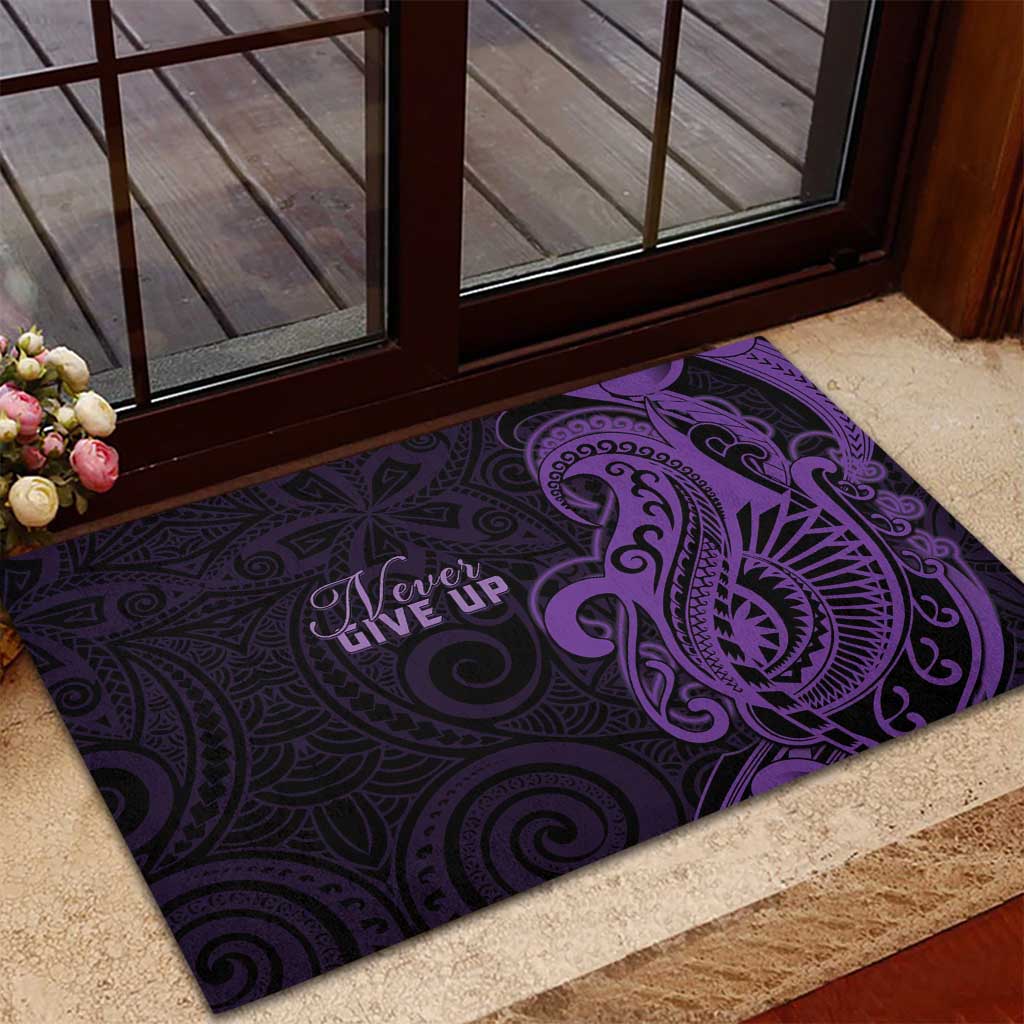 Lupus Warrior Rubber Doormat Never Give Up Polynesian Style LT05 - Polynesian Pride
