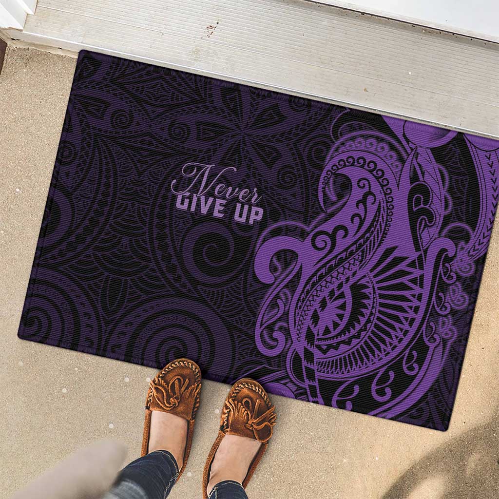 Lupus Warrior Rubber Doormat Never Give Up Polynesian Style LT05 - Polynesian Pride