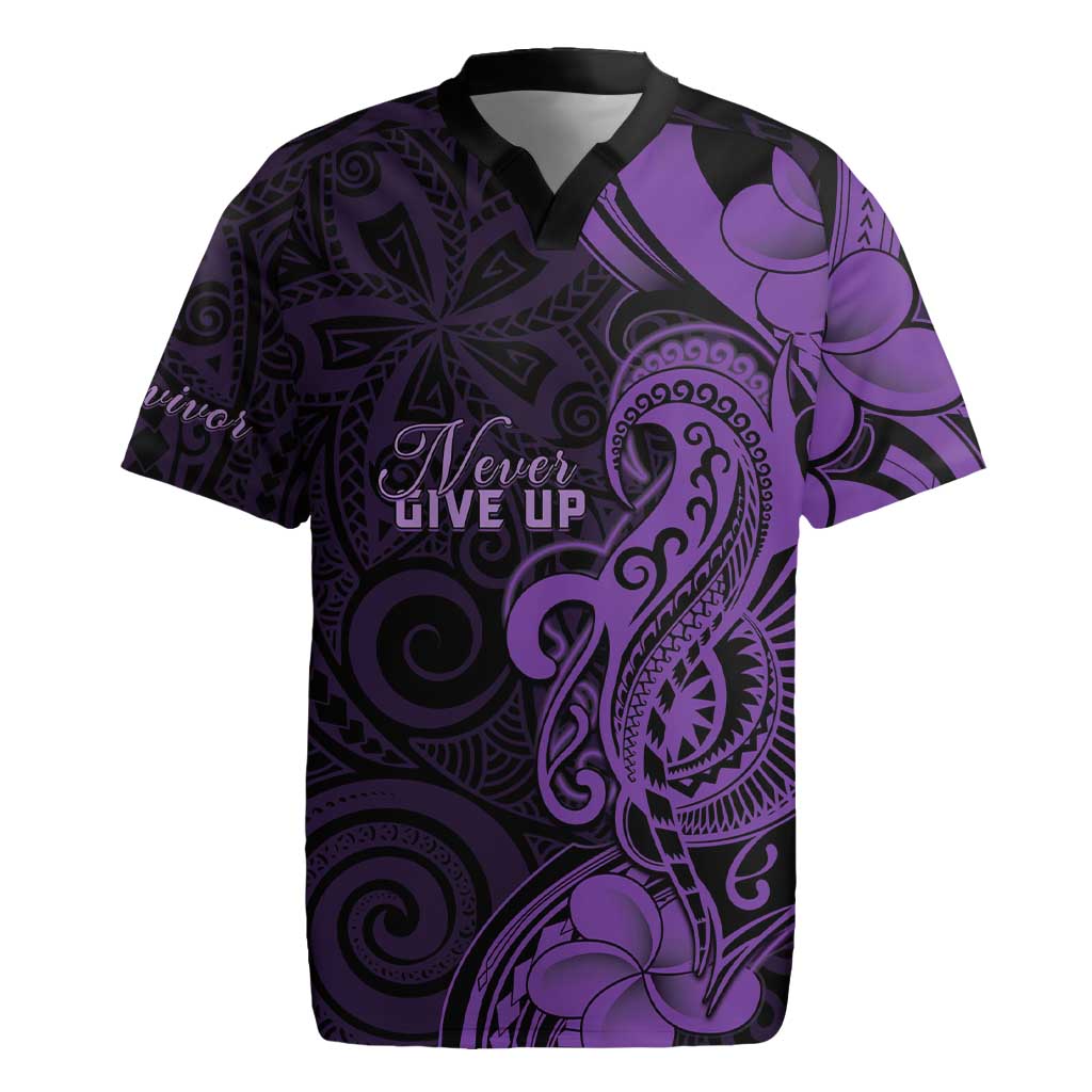 Personalised Lupus Warrior Rugby Jersey Never Give Up Polynesian Style LT05 Purple - Polynesian Pride