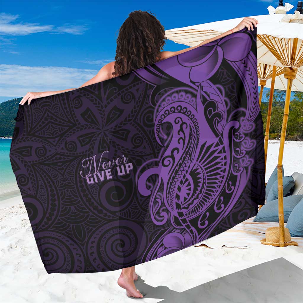 Lupus Warrior Sarong Never Give Up Polynesian Style LT05 One Size 44 x 66 inches Purple - Polynesian Pride