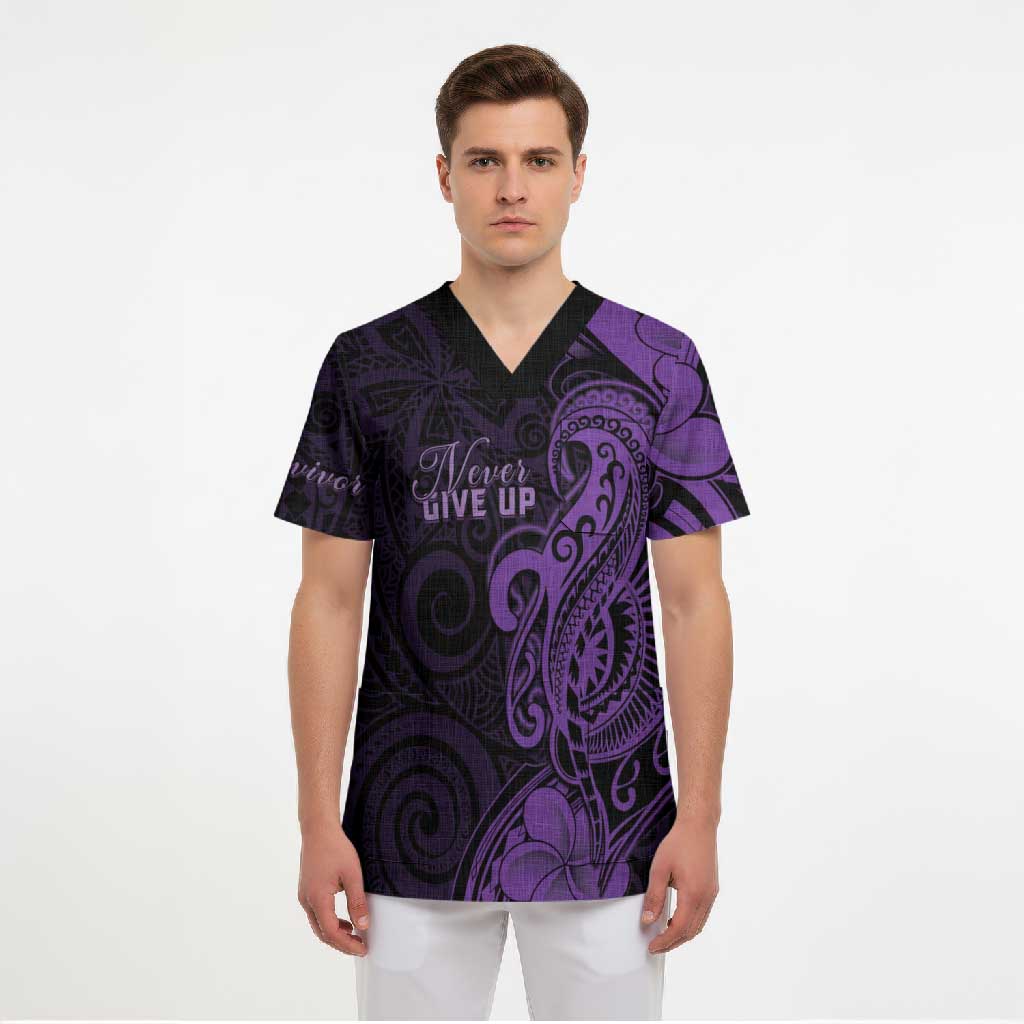 Personalised Lupus Warrior Scrub Top Never Give Up Polynesian Style LT05 - Polynesian Pride