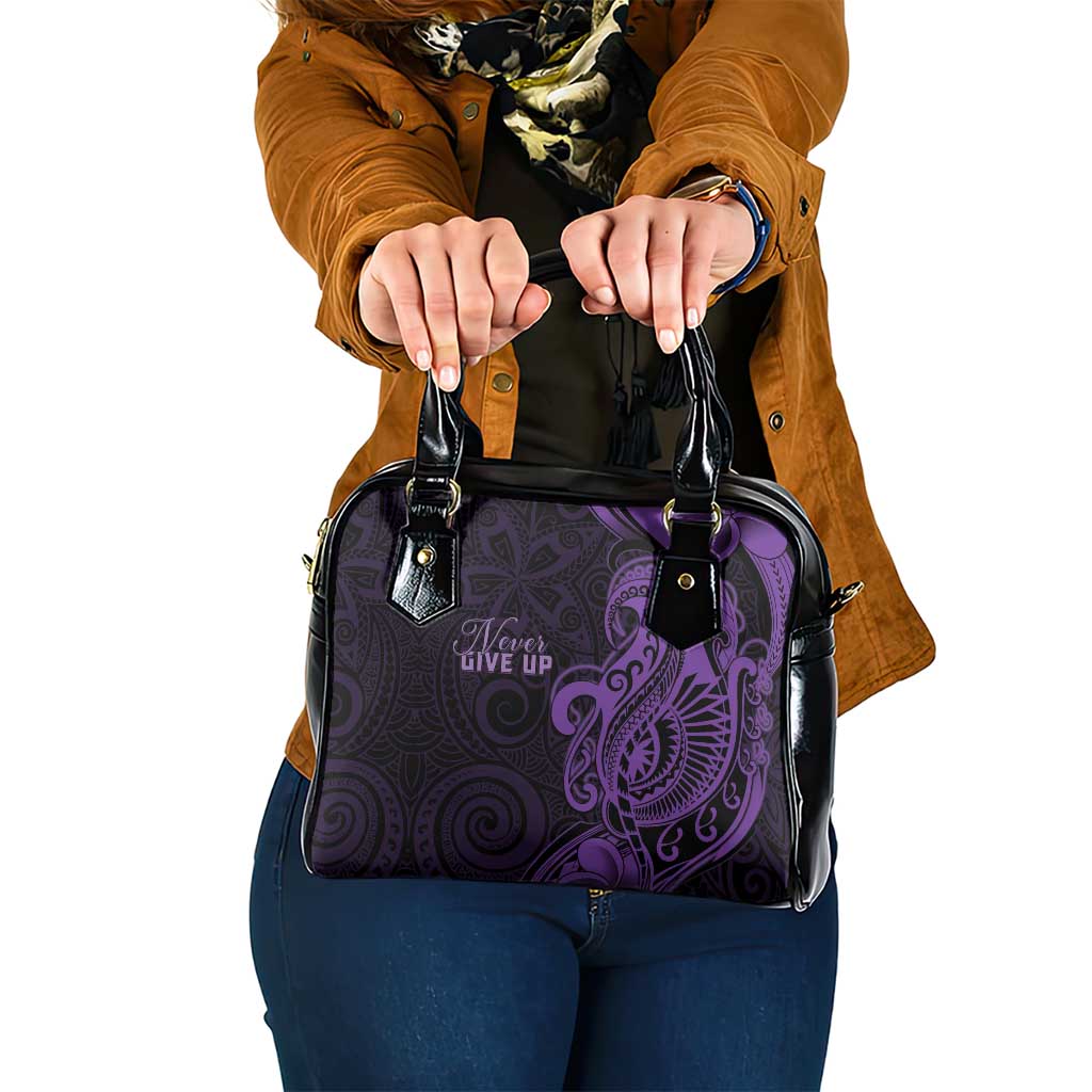 Lupus Warrior Shoulder Handbag Never Give Up Polynesian Style LT05 One Size Purple - Polynesian Pride