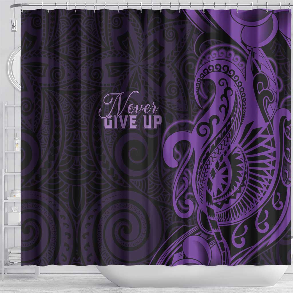 Lupus Warrior Shower Curtain Never Give Up Polynesian Style LT05 - Polynesian Pride