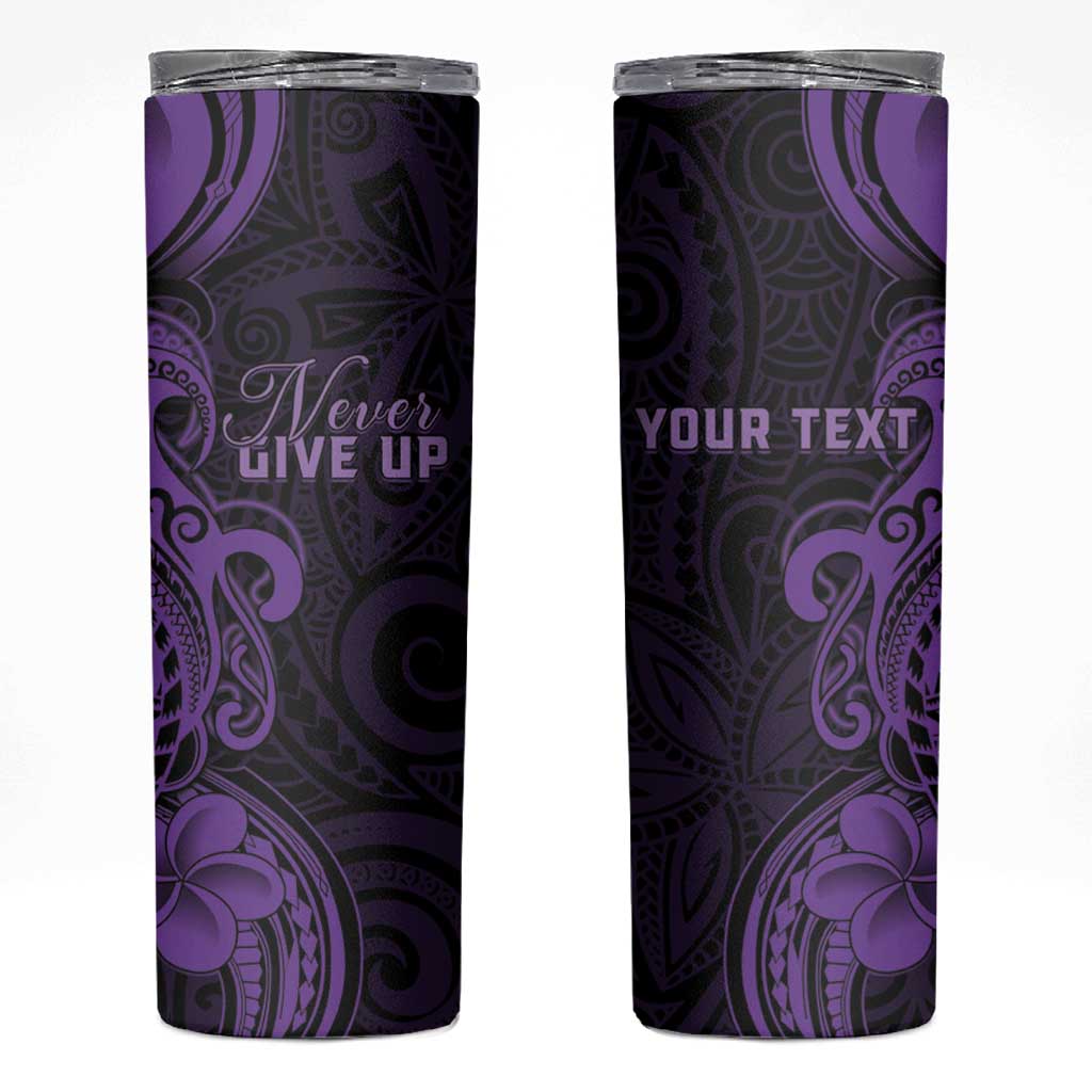 Personalised Lupus Warrior Skinny Tumbler Never Give Up Polynesian Style LT05 Purple - Polynesian Pride