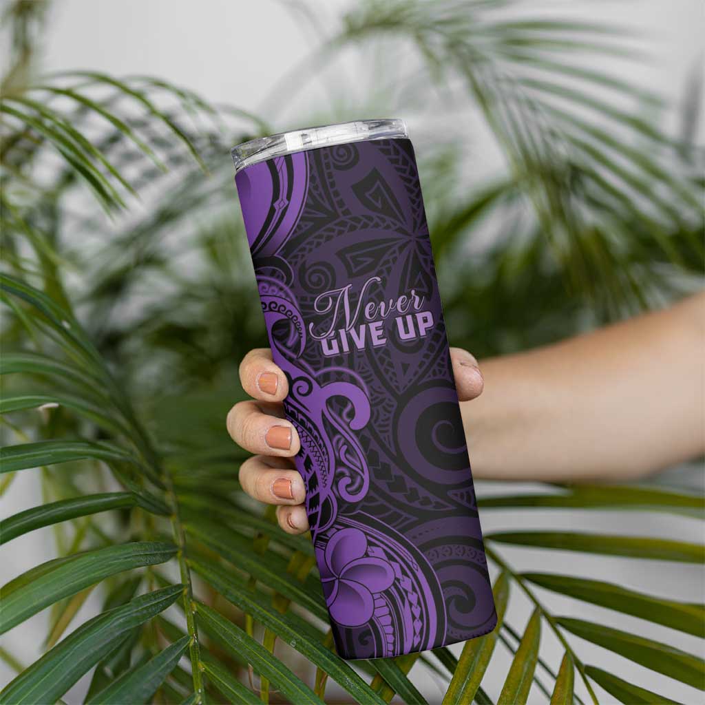 Personalised Lupus Warrior Skinny Tumbler Never Give Up Polynesian Style LT05 - Polynesian Pride