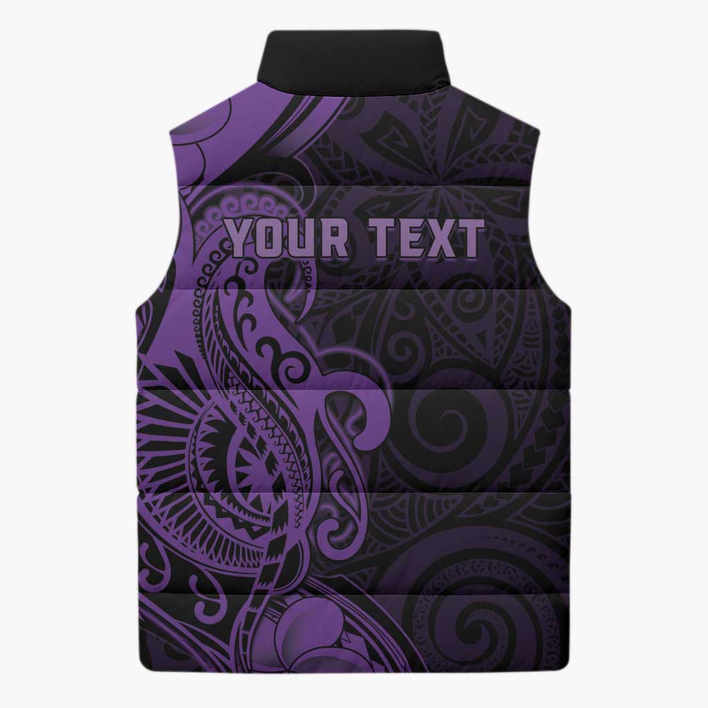 Personalised Lupus Warrior Sleeveless Puffer Jacket Never Give Up Polynesian Style LT05 - Polynesian Pride
