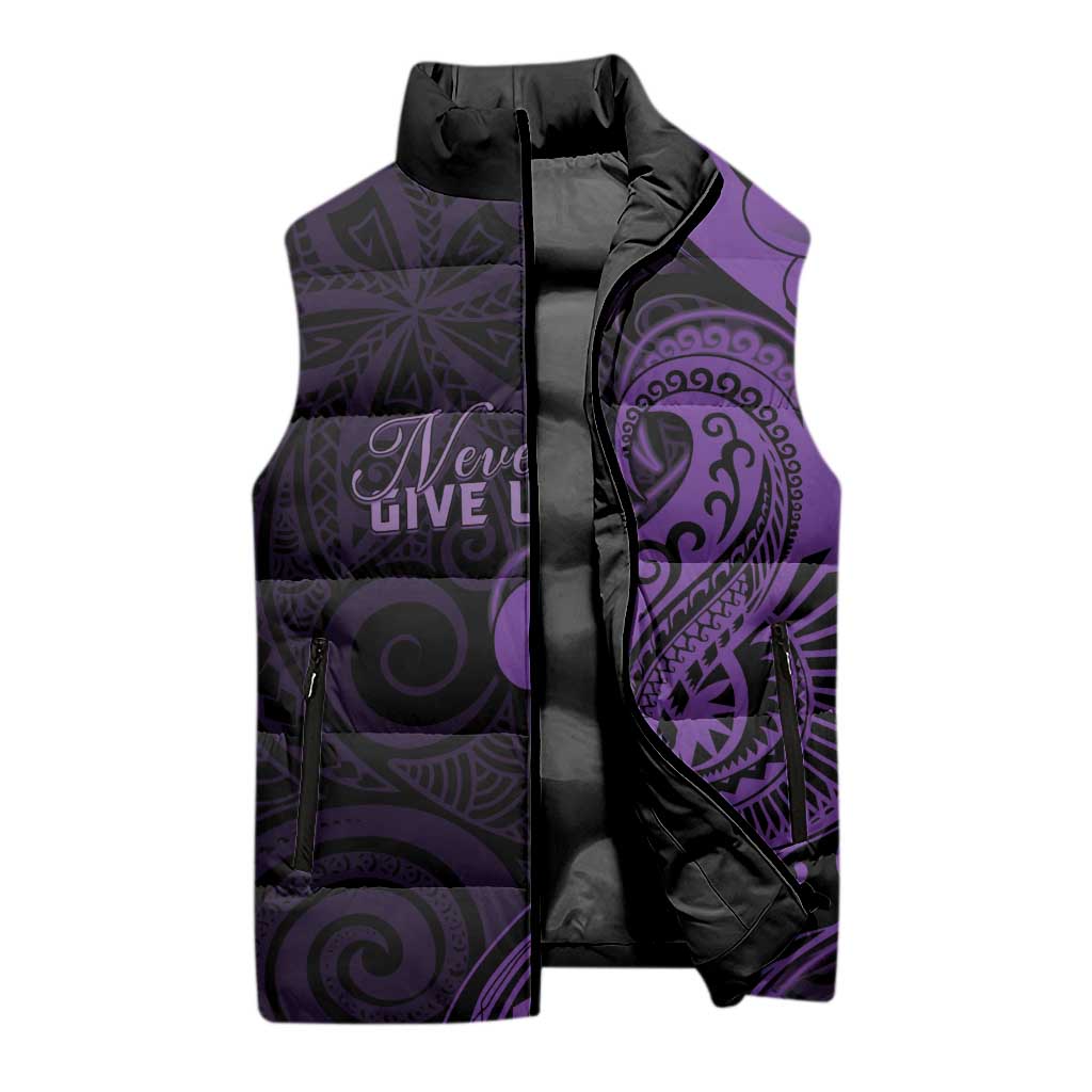 Personalised Lupus Warrior Sleeveless Puffer Jacket Never Give Up Polynesian Style LT05 - Polynesian Pride