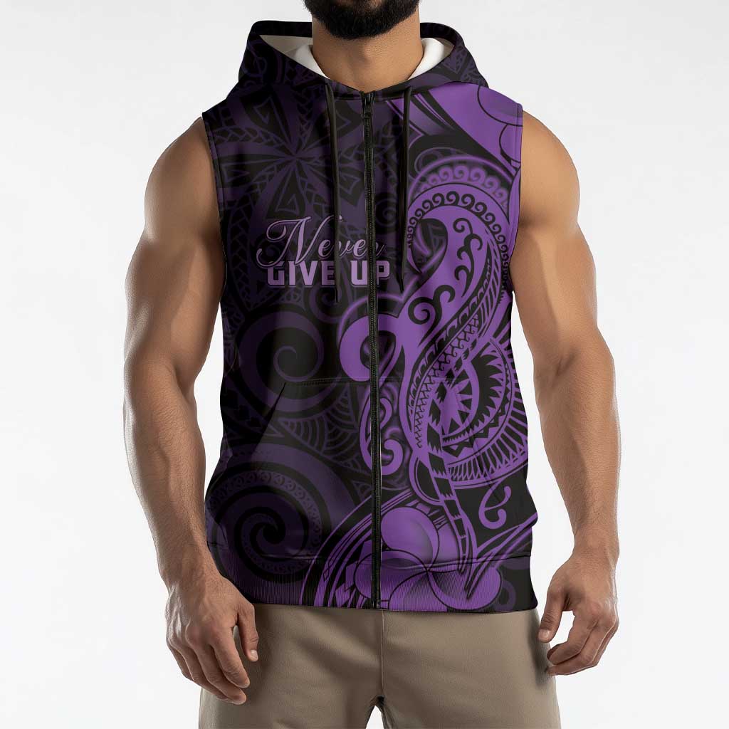 Personalised Lupus Warrior Sleeveless Zip Hoodie Never Give Up Polynesian Style LT05 - Polynesian Pride